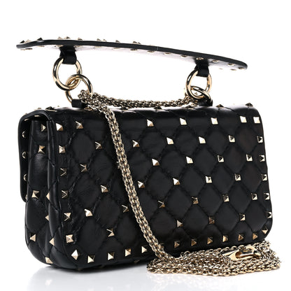 Valentino Garavani Lambskin Small Rockstud Spike Shoulder Bag Black 3 of 14