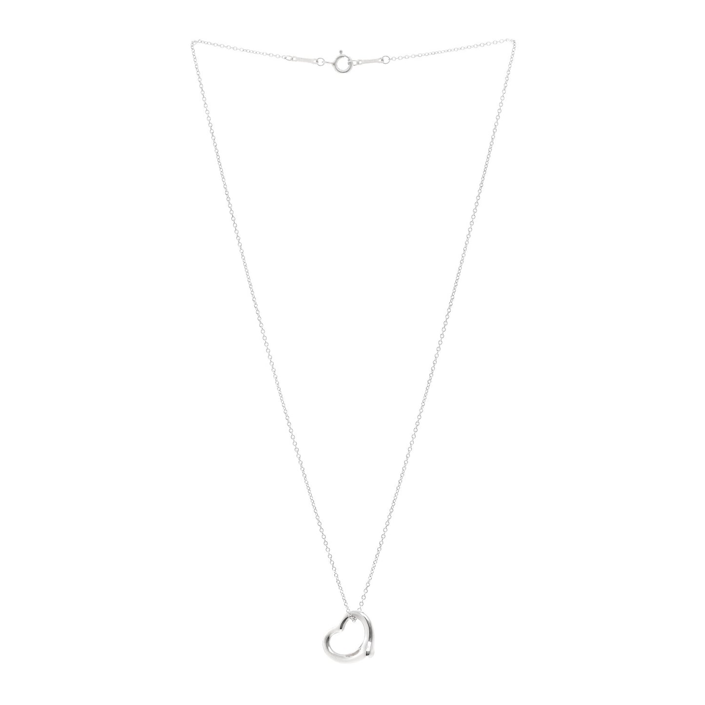 Sterling Silver 16mm Elsa Peretti Open Heart Pendant Necklace