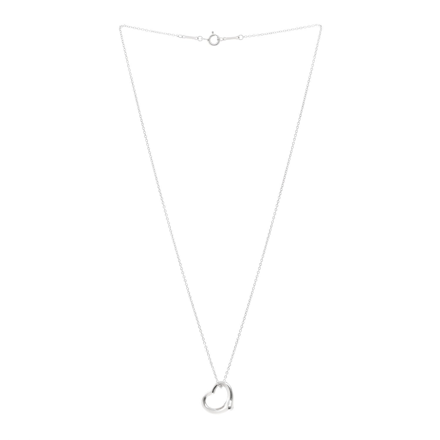 Tiffany Sterling Silver 16mm Elsa Peretti Open Heart Pendant Necklace 3 of 5