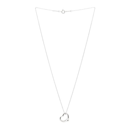 Tiffany Sterling Silver 16mm Elsa Peretti Open Heart Pendant Necklace 3 of 5