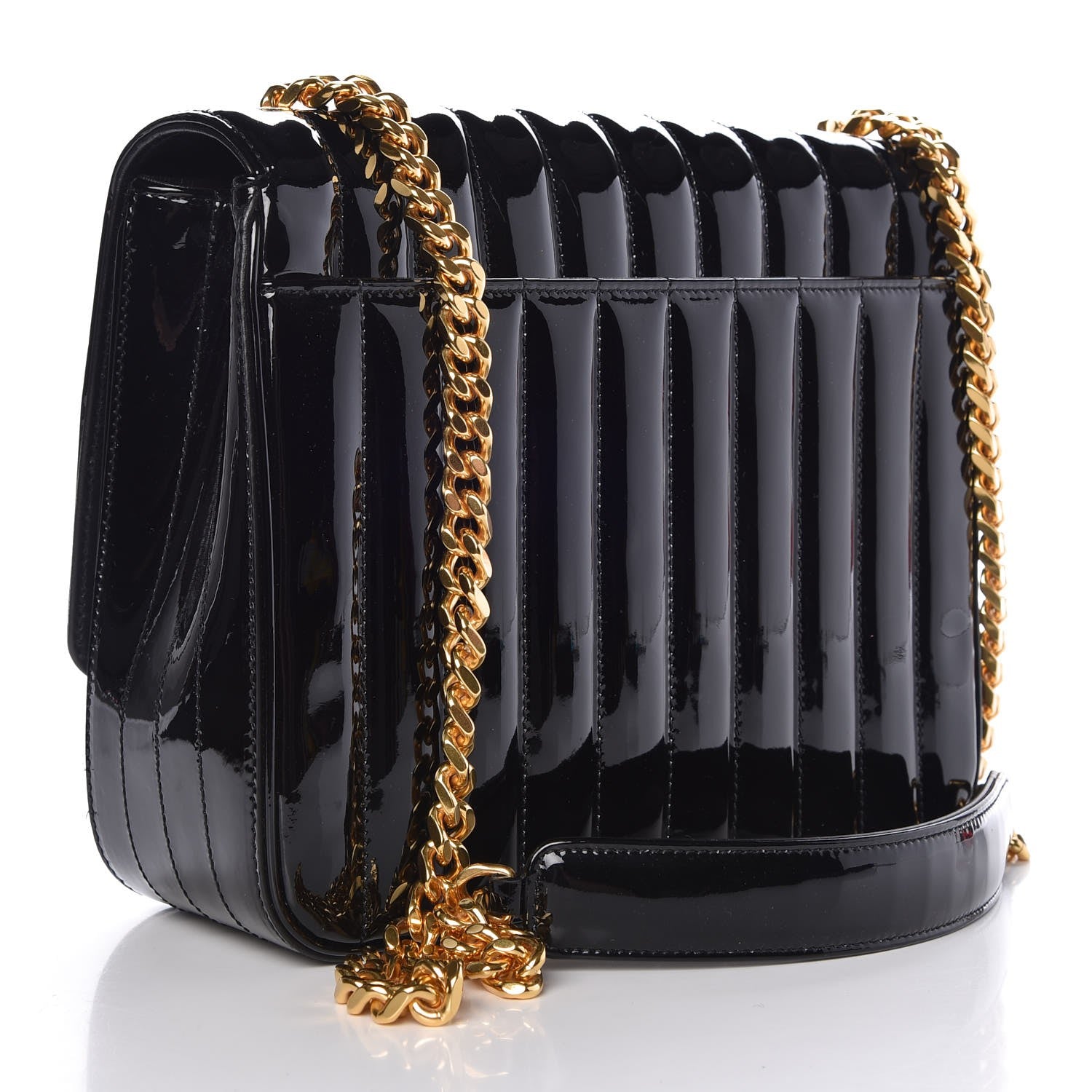 Saint Laurent Patent Matelasse Monogram Large Vicky Chain Bag Black 3 of 9