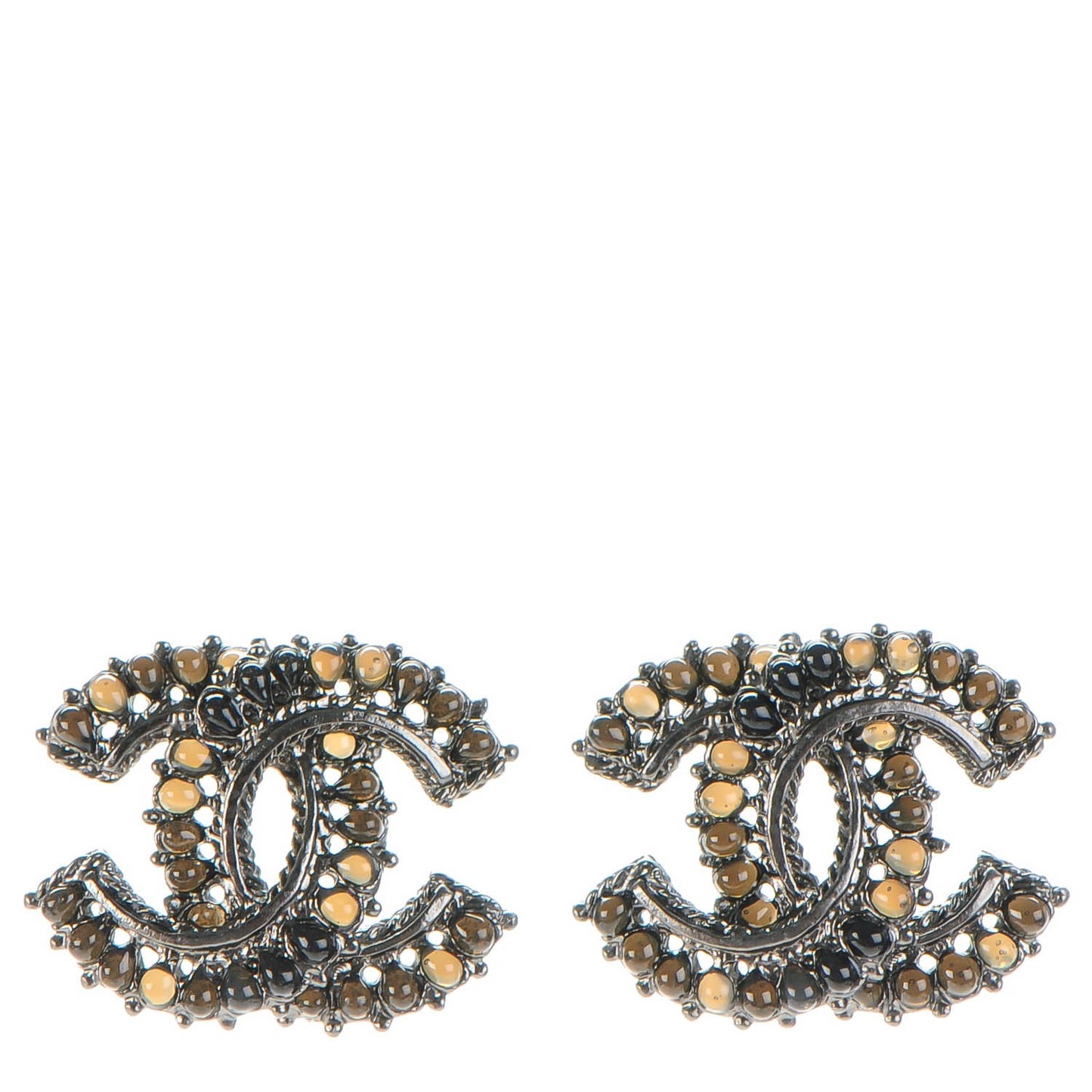 Ruthenium Resin Enamel CC Earrings Black