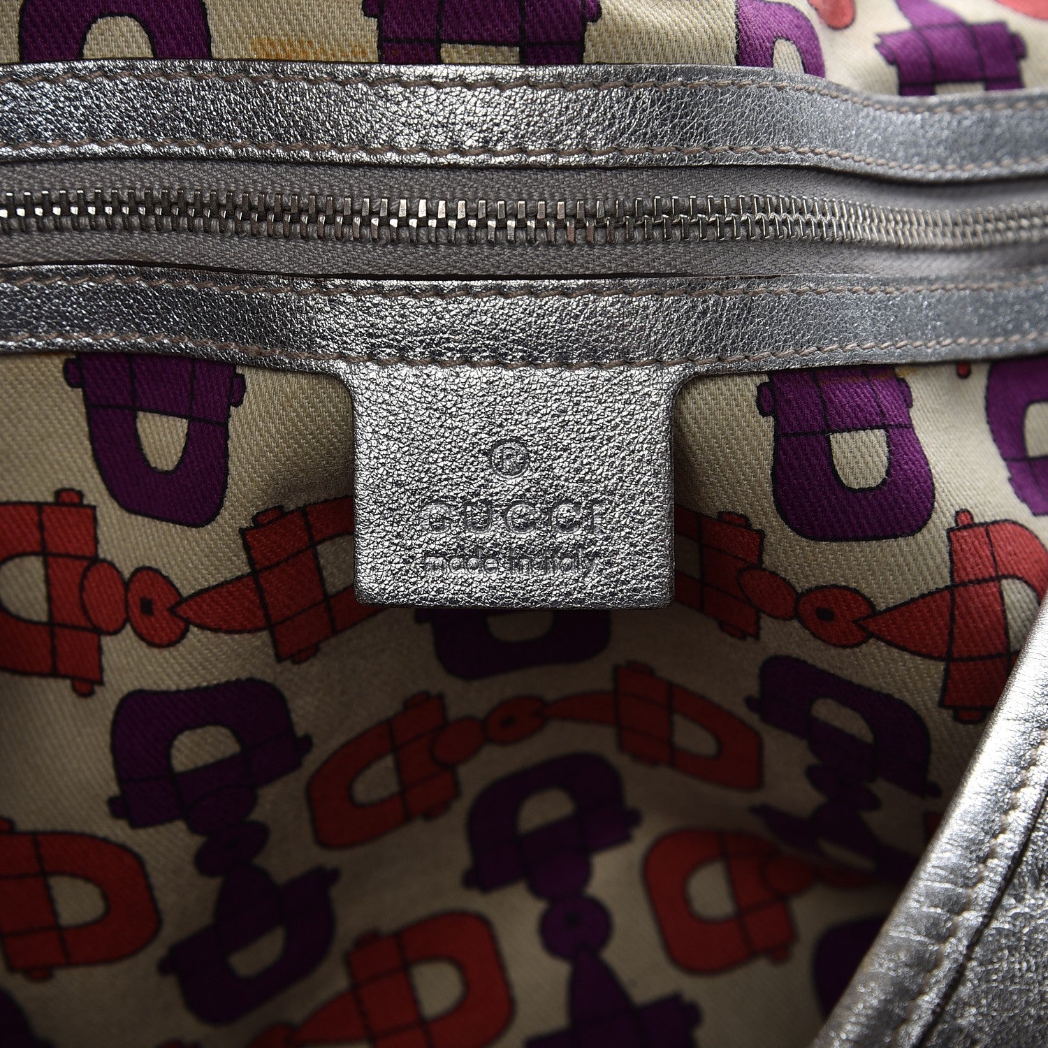 Gucci Metallic Guccissima Medium Pelham Shoulder Bag Silver 6 of 7