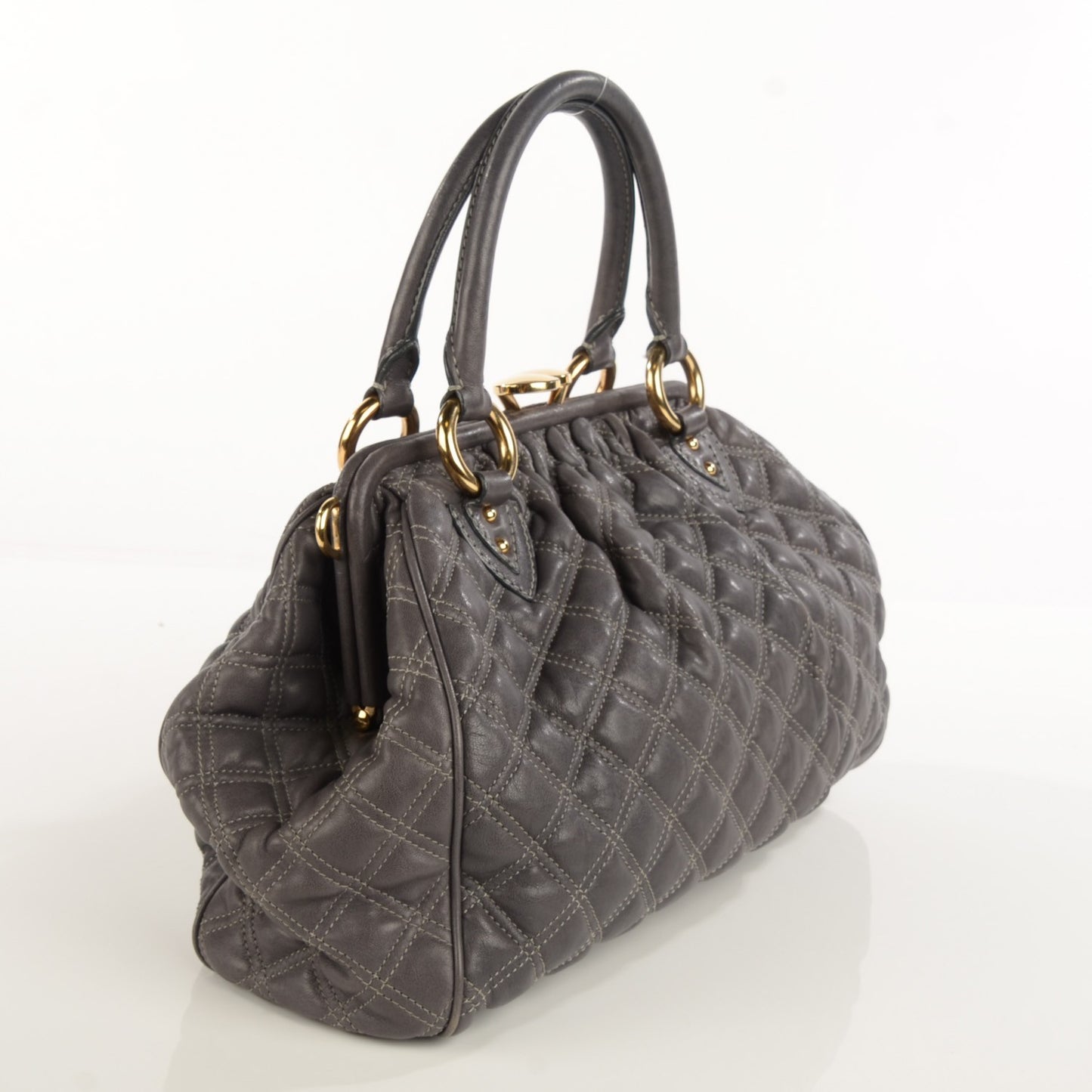 Calfskin Quilted Stam Dark Grey
