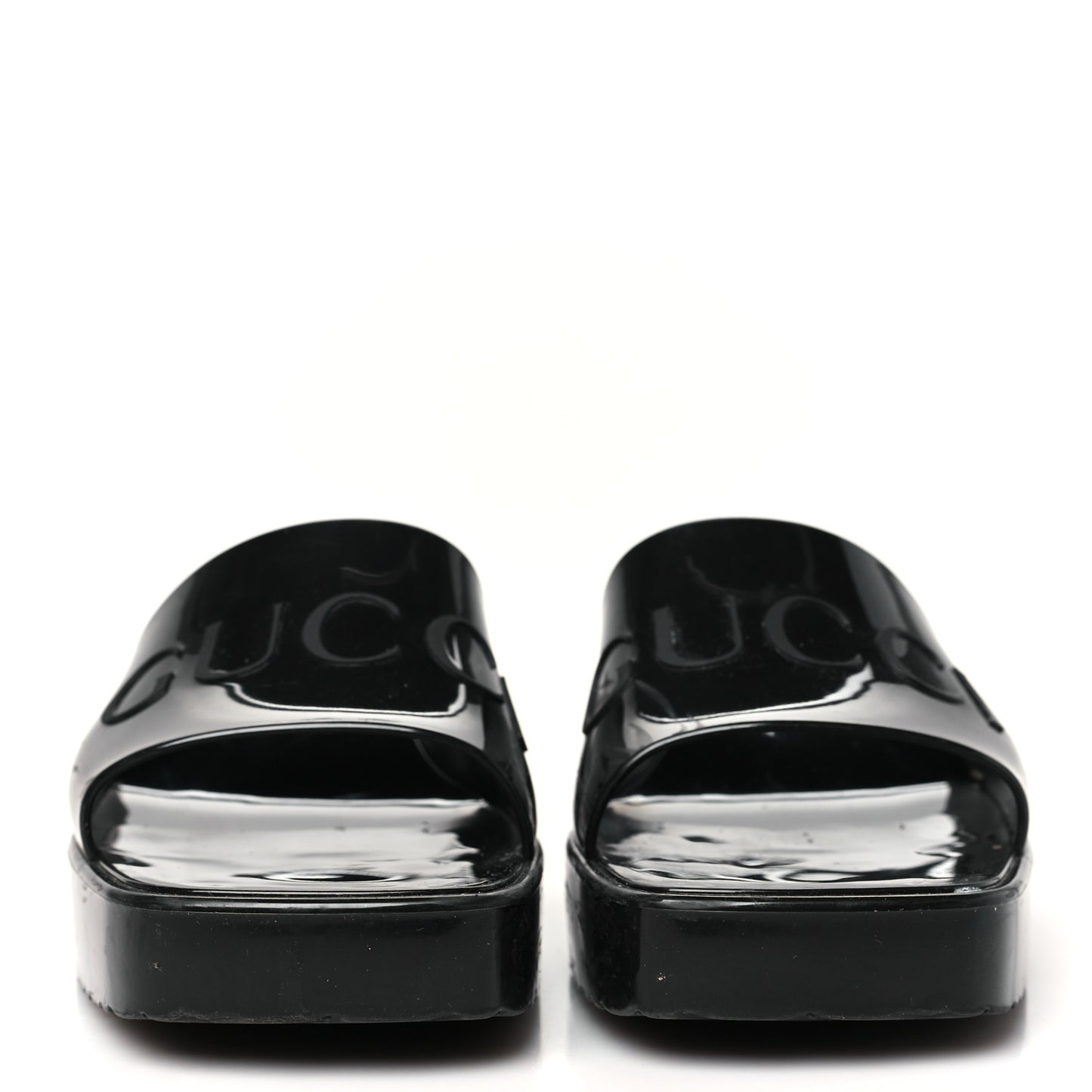 Rubber Gucci Logo Womens Platform 20/60mm Slide Sandals 37 Black