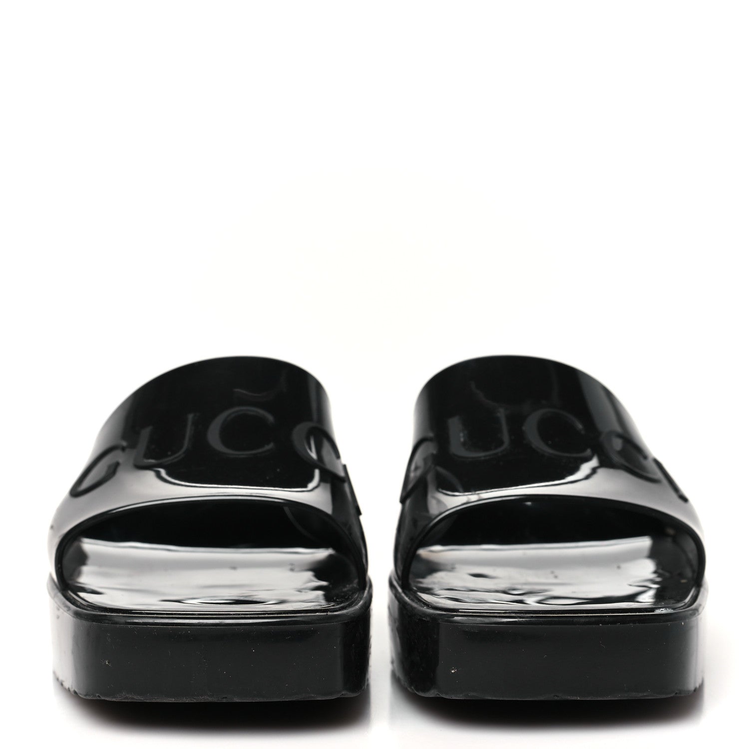 Gucci Rubber Gucci Logo Womens Platform 20/60mm Slide Sandals 37 Black 3 of 10