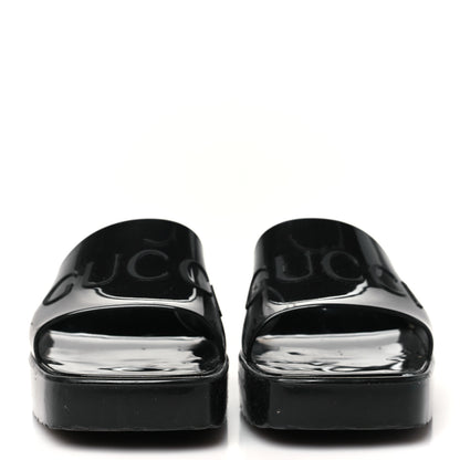 Gucci Rubber Gucci Logo Womens Platform 20/60mm Slide Sandals 37 Black 3 of 10