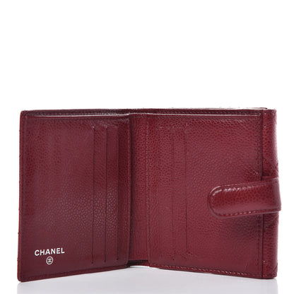 Chanel Caviar Quilted Compact French Flap Wallet Burgundy 5 of 10