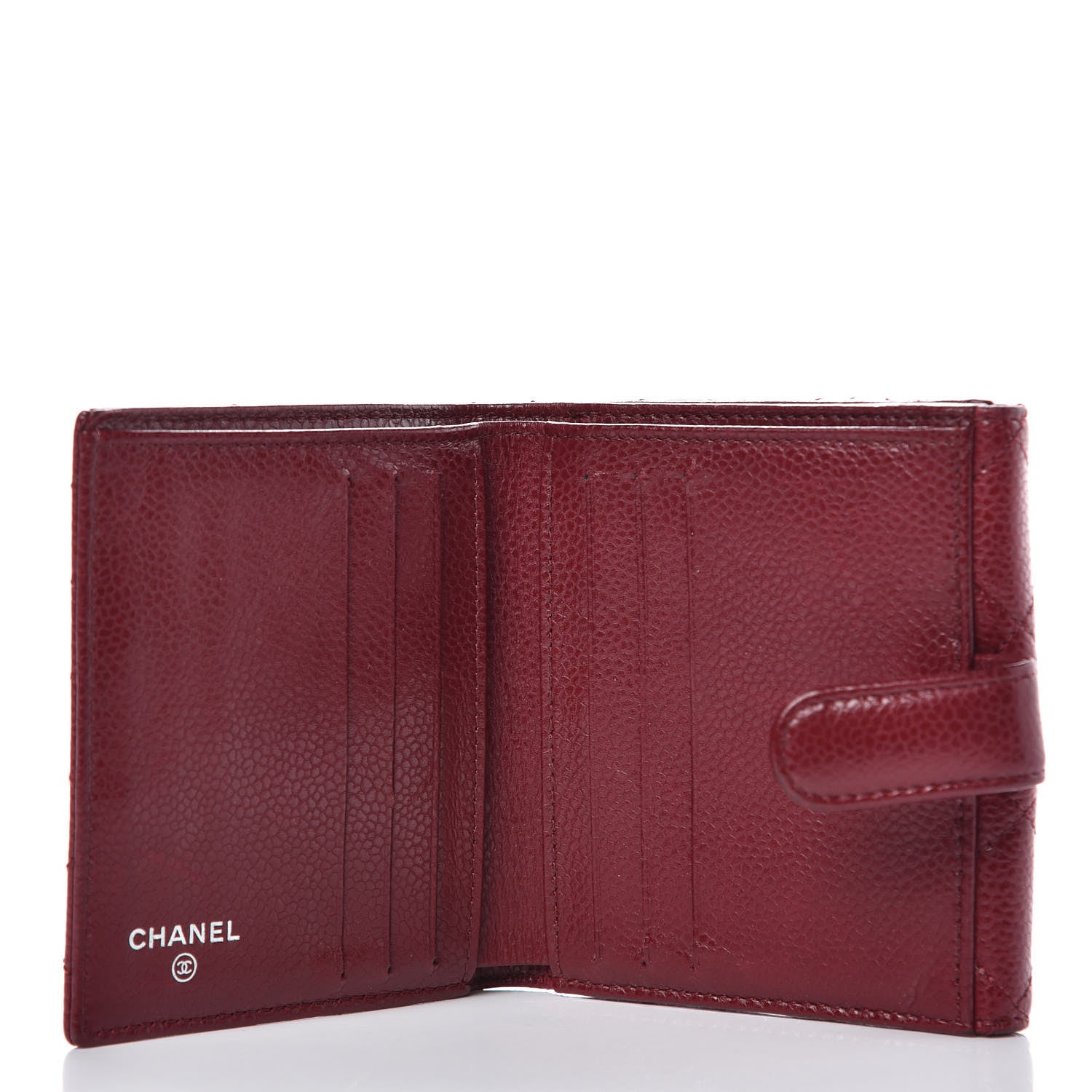 Chanel Caviar Quilted Compact French Flap Wallet Burgundy 5 of 10
