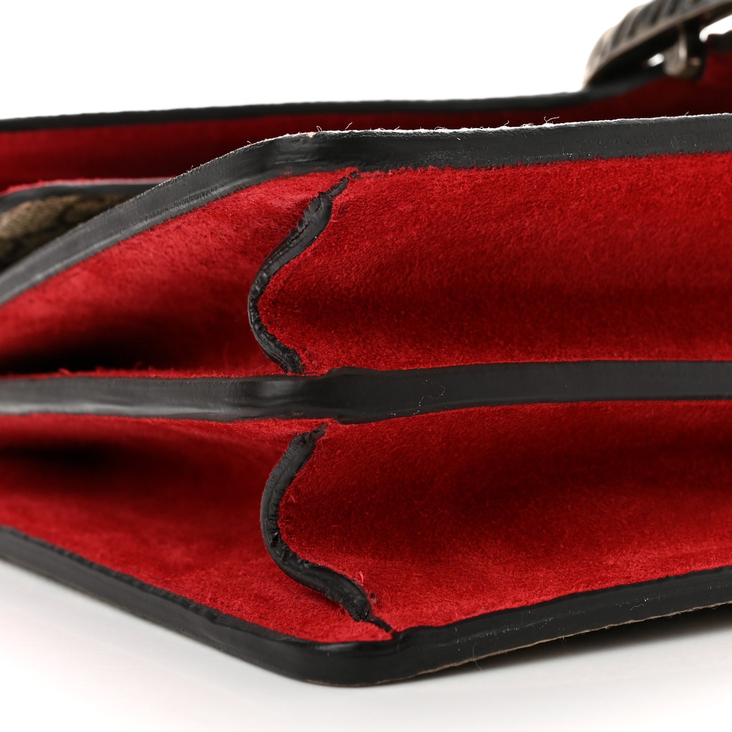 GG Supreme Monogram Suede Small Dionysus Shoulder Bag Beige Ebony Vulcanic Red