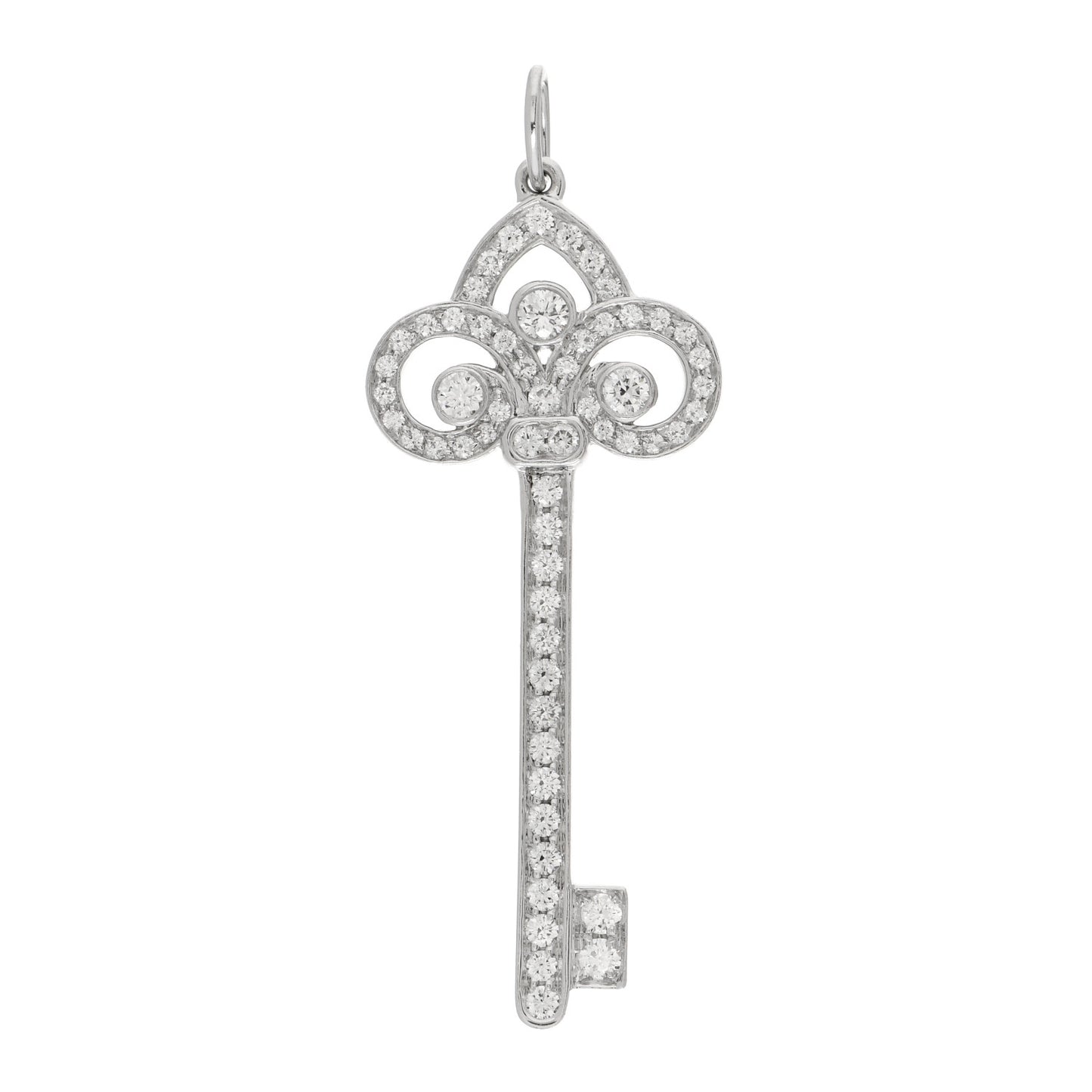 Platinum Diamond .41ct Fleur De Lis Key Pendant