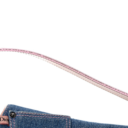 Christian Dior Patent Denim Jeans Saddle Bag Blue Pink 20 of 27