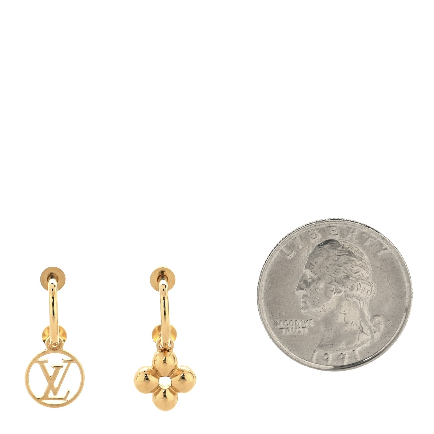 Louis Vuitton Brass Blooming Earrings Gold 2 of 5