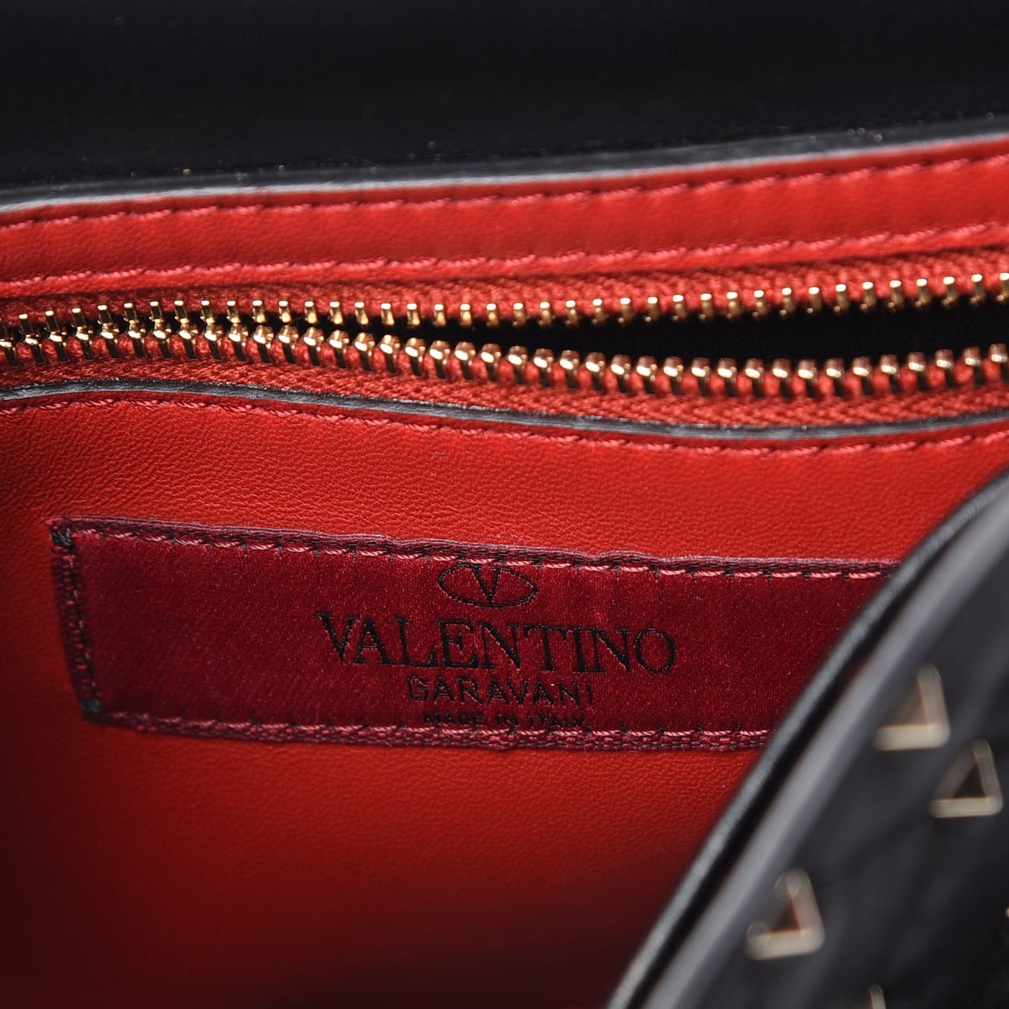 Lambskin Medium Rockstud Spike Shoulder Bag Black