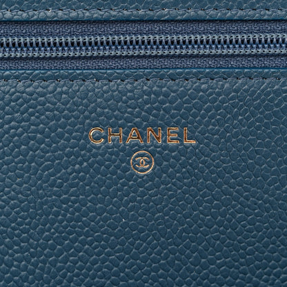 Chanel Caviar Quilted Boy Wallet On Chain WOC Dark Blue 6 of 11