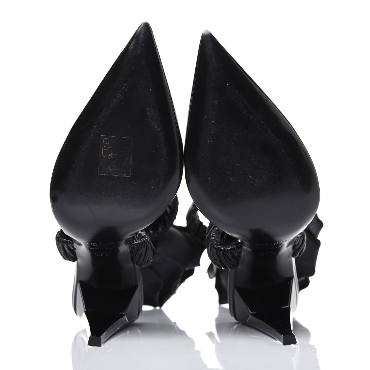 Saint Laurent Patent Freja 105 Flower Ankle Pumps 37.5 Black 5 of 12