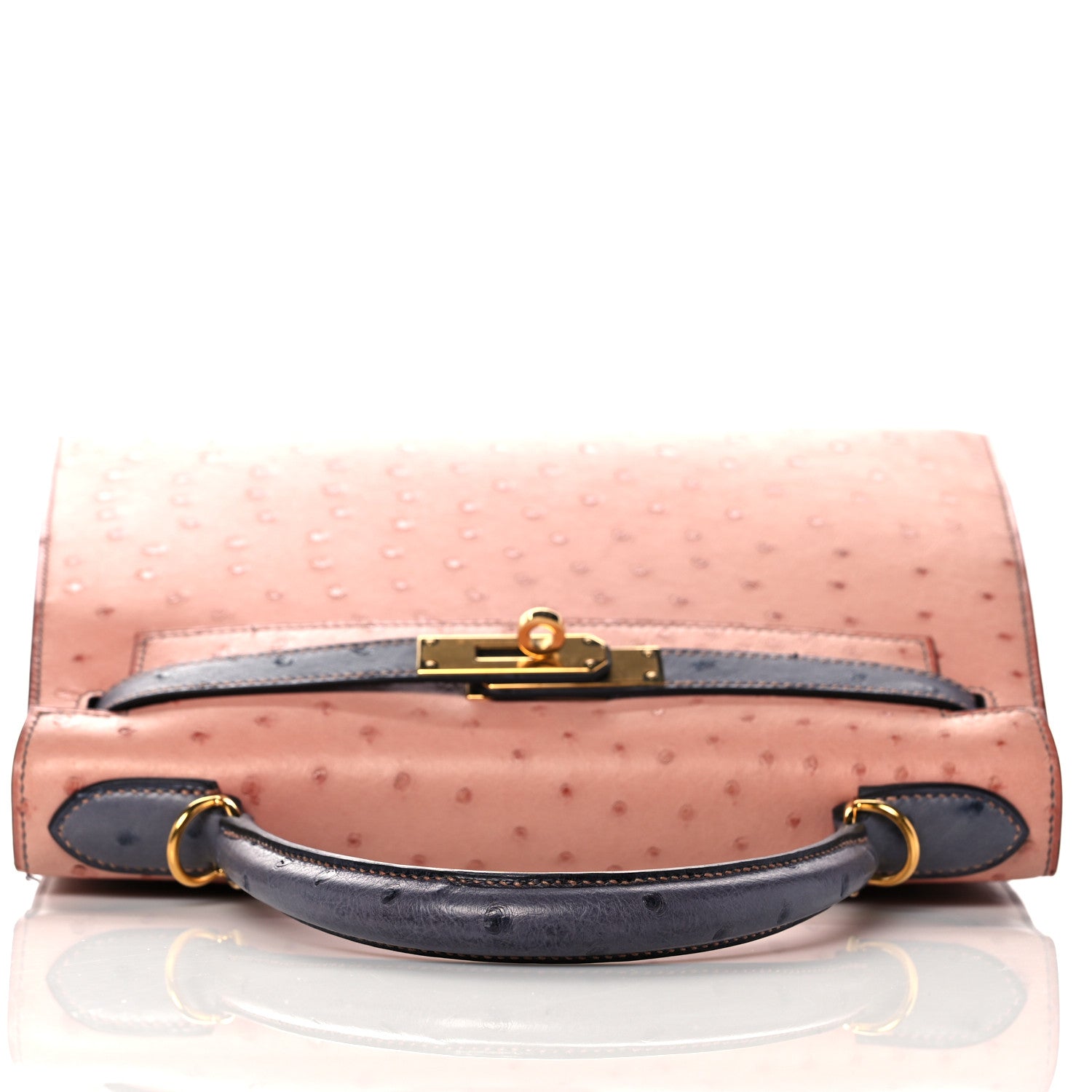 Hermes Ostrich Horseshoe Kelly Sellier 28 Terre Cuite Gris Agate 11 of 39