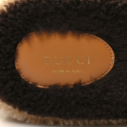 Gucci Shearling Interlocking G Womens Elea Platform Slide Wedge Sandals 38 Butterscotch Cocoa 8 of 8