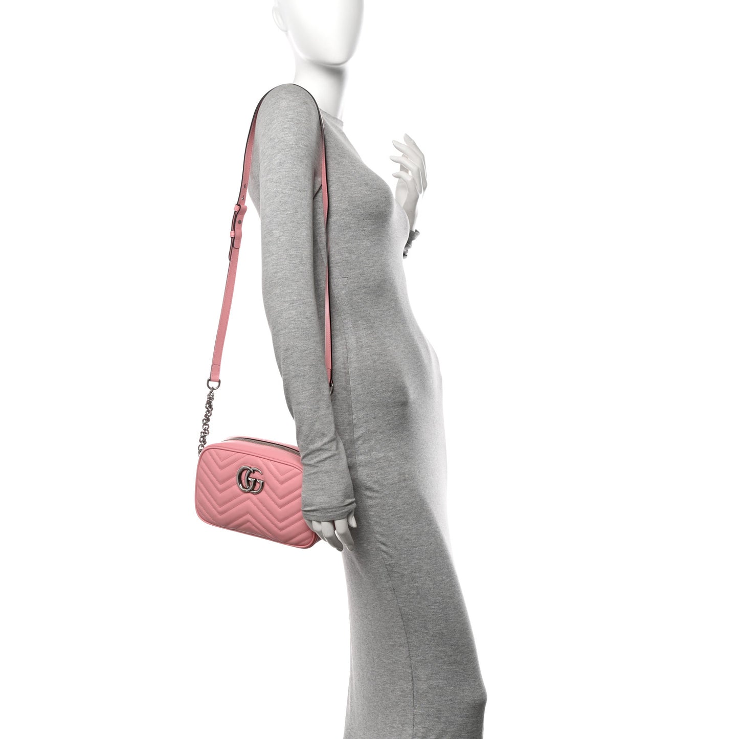 Calfskin Matelasse Small GG Marmont Chain Shoulder Bag Perfect Pink