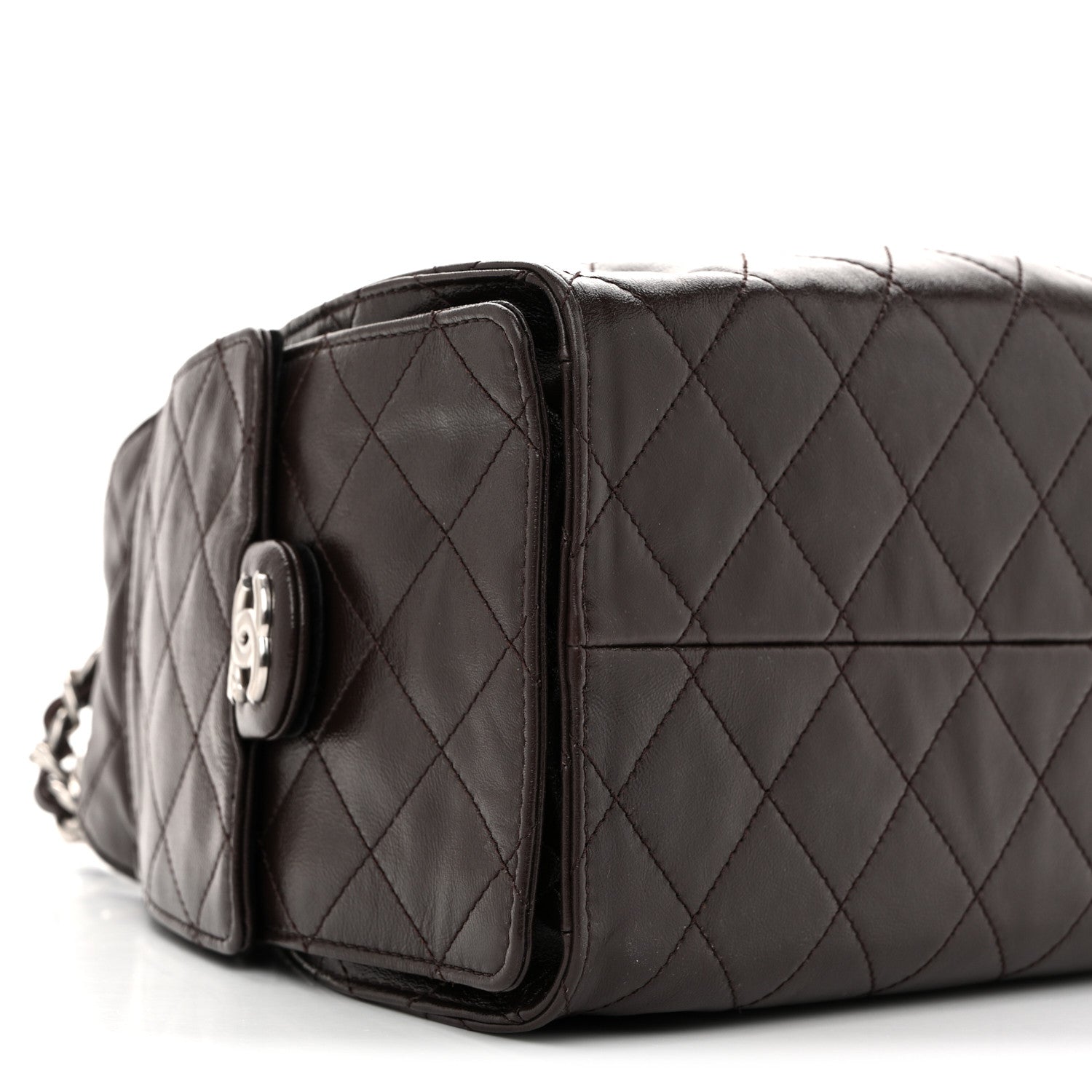 Chanel Shiny Crumpled Calfskin Quilted Small Chanel 25 Handbag Dark Brown 9 of 10