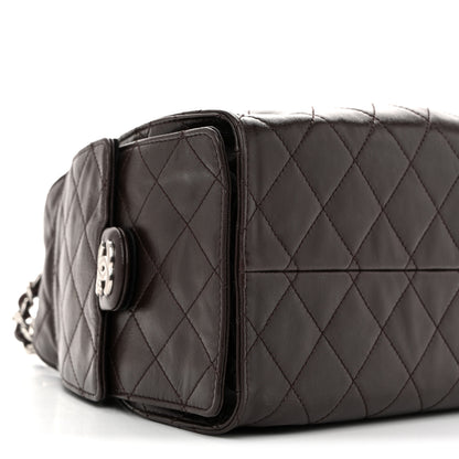 Chanel Shiny Crumpled Calfskin Quilted Small Chanel 25 Handbag Dark Brown 9 of 10