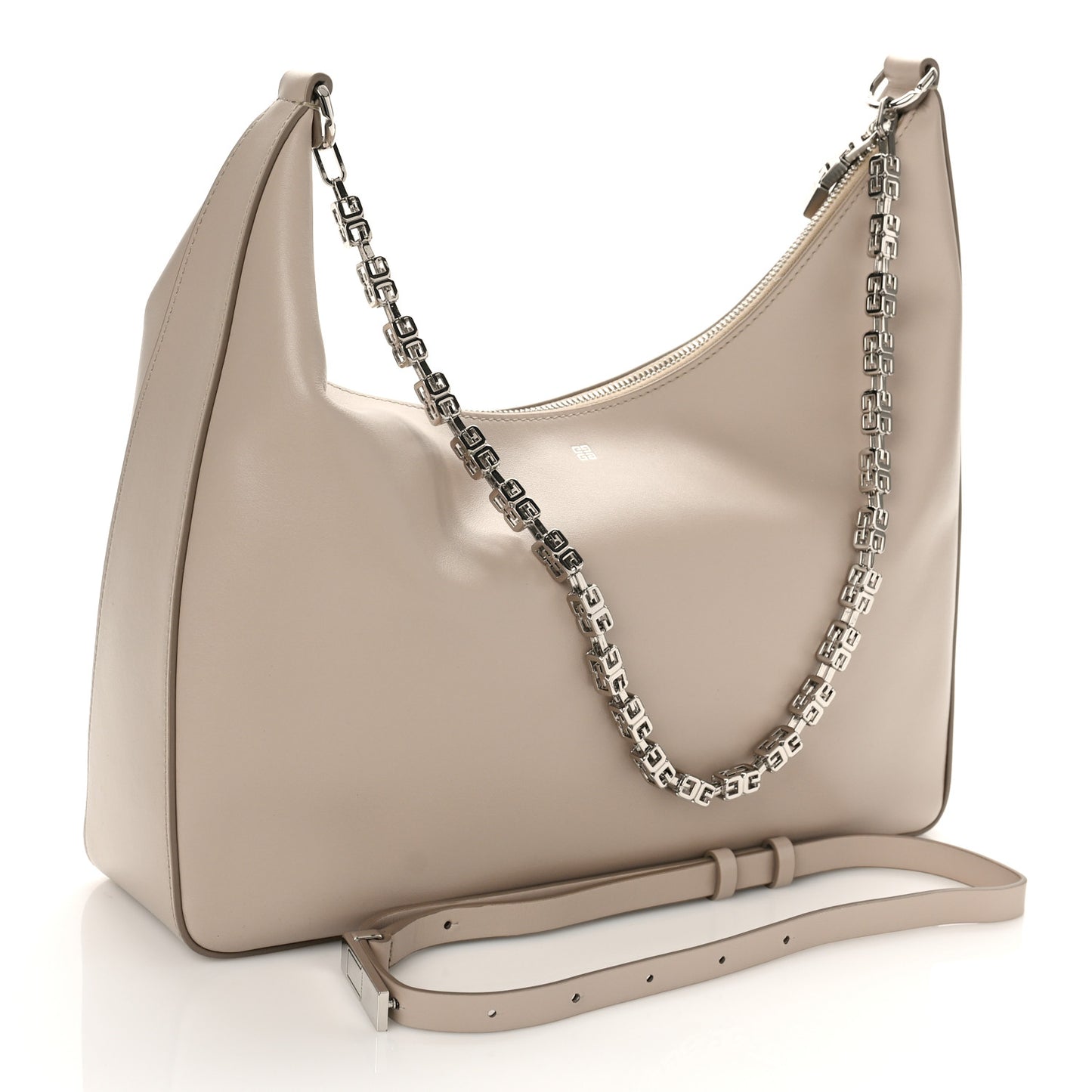 Smooth Calfskin Medium Moon Cut Out Shoulder Bag Dune