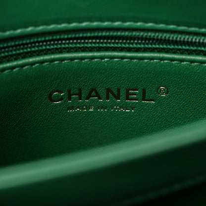 Chanel Lambskin Chevron Quilted Small Trendy CC Dual Handle Flap Bag Green 6 of 14