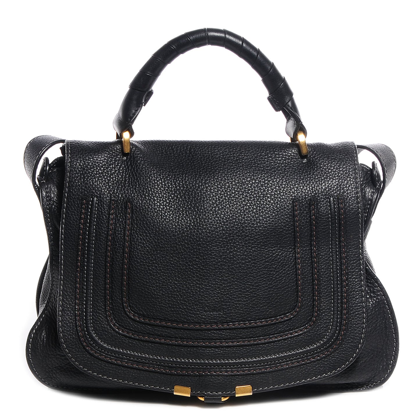 Calfskin Medium Marcie Top Handle Bag Black
