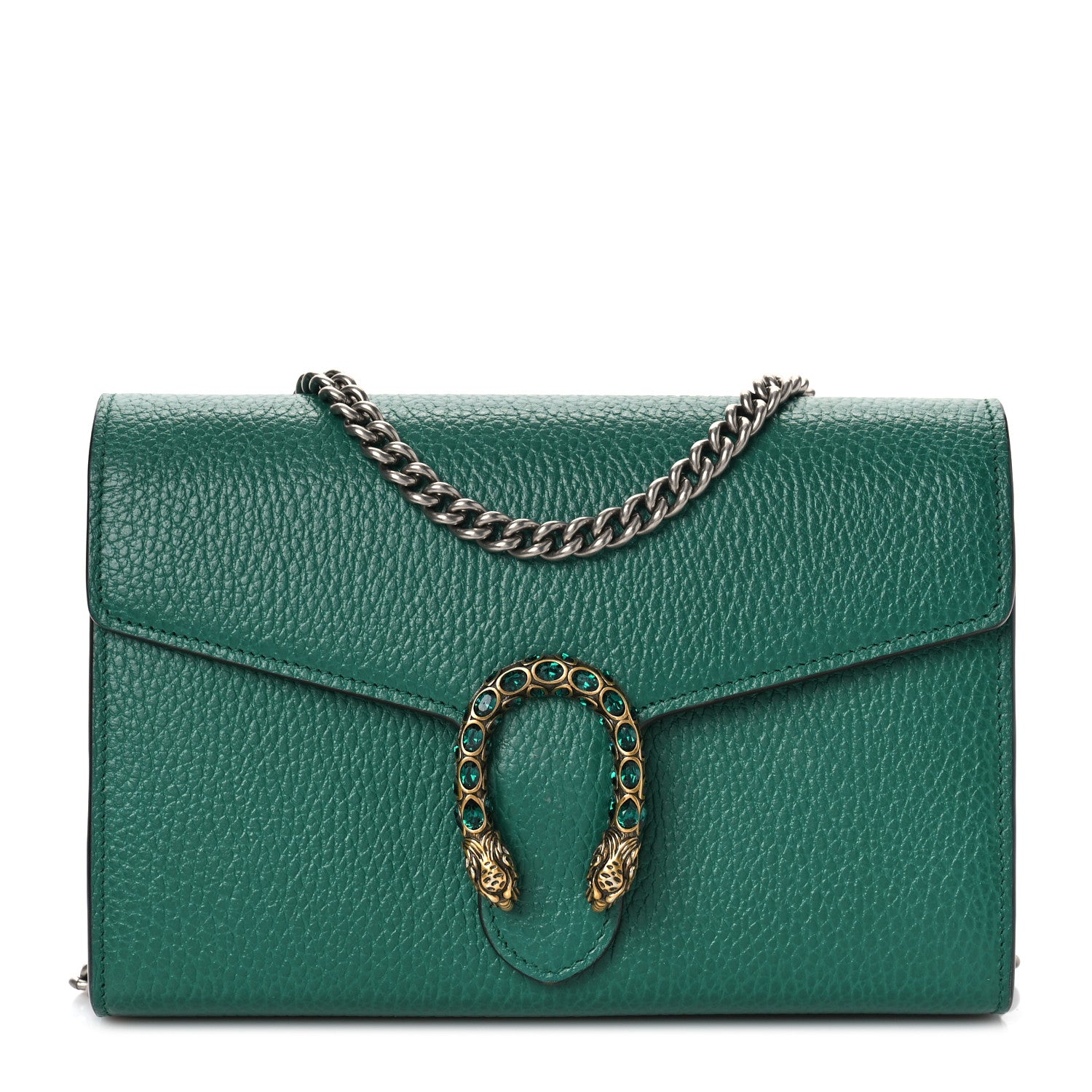 Gucci Calfskin Mini Dionysus Chain Wallet Emerald 1 of 10