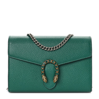 Gucci Calfskin Mini Dionysus Chain Wallet Emerald 1 of 10