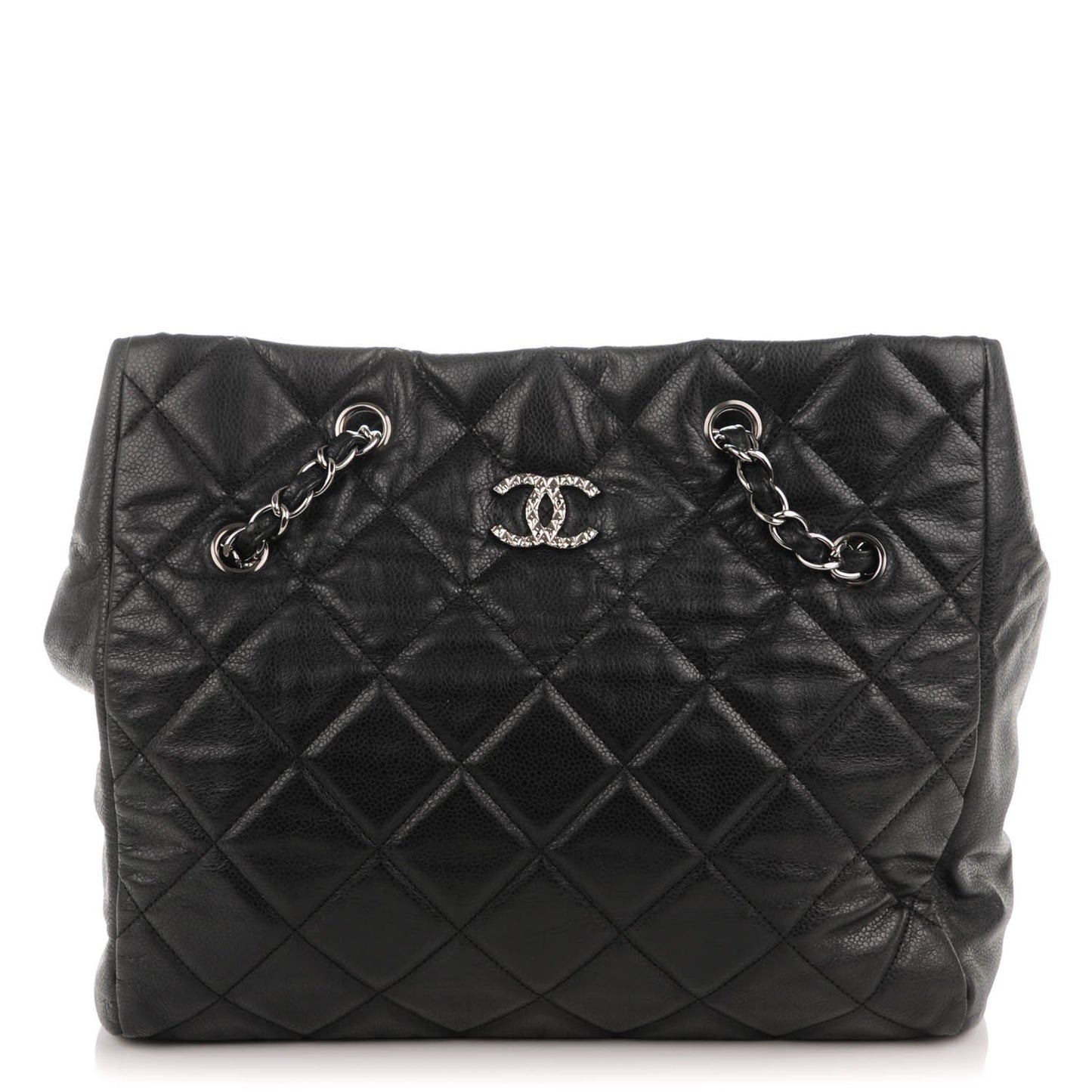 Soft Caviar Quilted Large Cells Tote Black