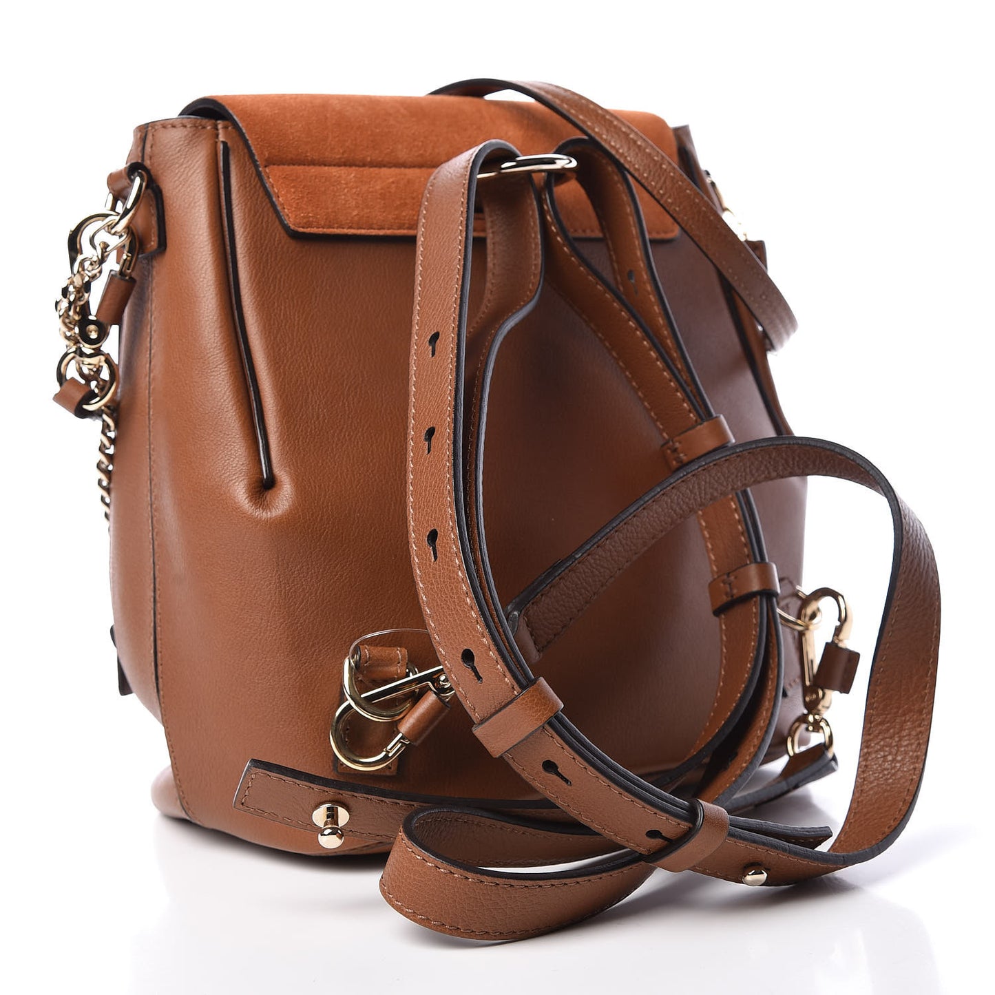 Suede Calfskin Small Faye Backpack Tobacco