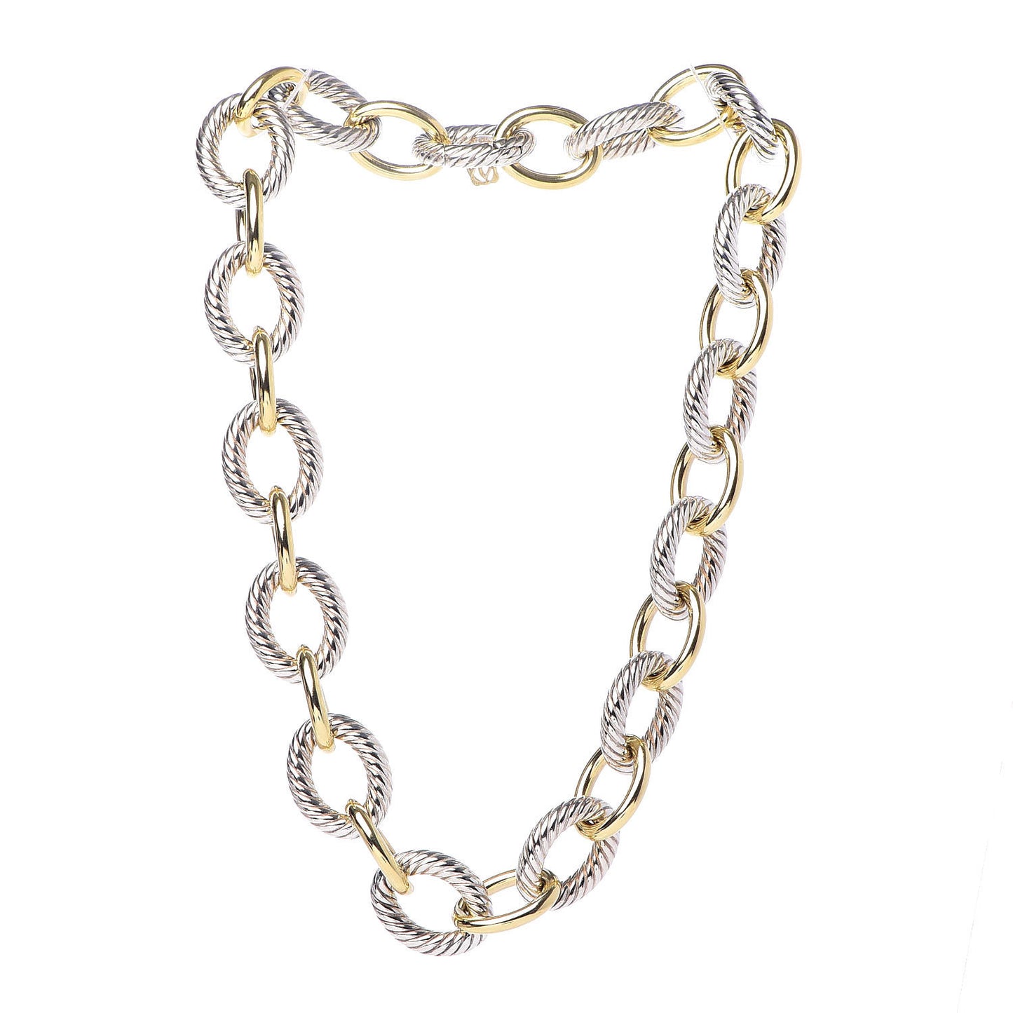 Sterling Silver 18K Yellow Gold 23mm Extra Large Oval Link Necklace