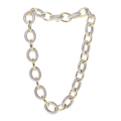 David Yurman Sterling Silver 18K Yellow Gold 23mm Extra Large Oval Link Necklace 3 of 5