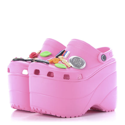 Balenciaga X CROCS Rubber Textured Womens Platform Sandals 36 Rose Bonbon 3 of 9