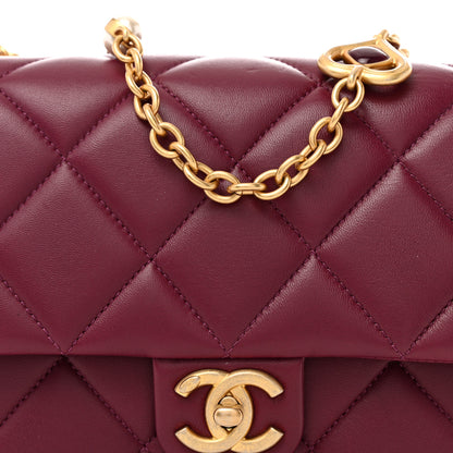 Chanel Lambskin Enamel Pearl Quilted Mini Charm Me Square Flap Dark Purple 8 of 13