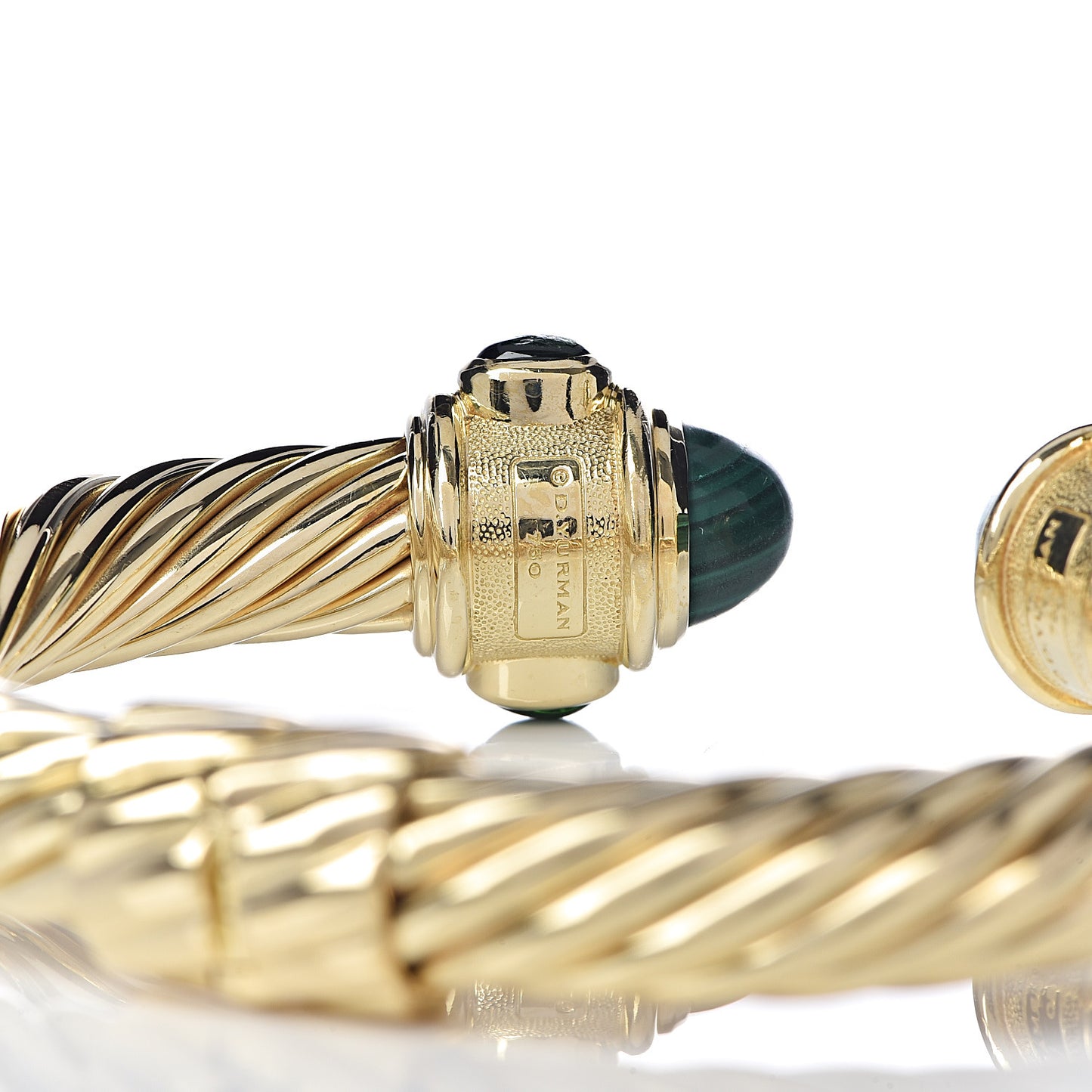 18K Yellow Gold Malachite Chrome Diopside 10mm Renaissance Cable Bracelet