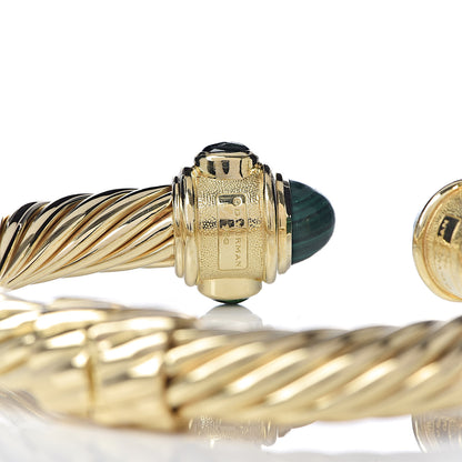 David Yurman 18K Yellow Gold Malachite Chrome Diopside 10mm Renaissance Cable Bracelet 4 of 6