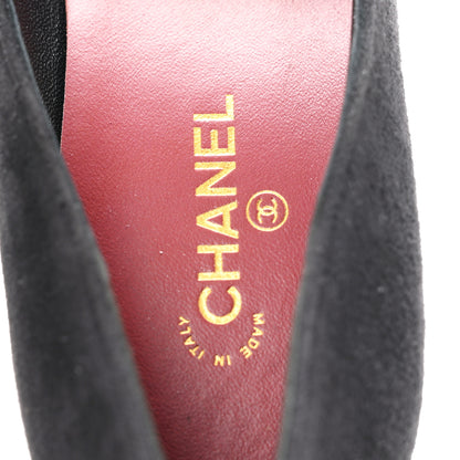 Chanel Suede Patent Calfskin Cap Toe CC Pumps 39.5 Black 8 of 10