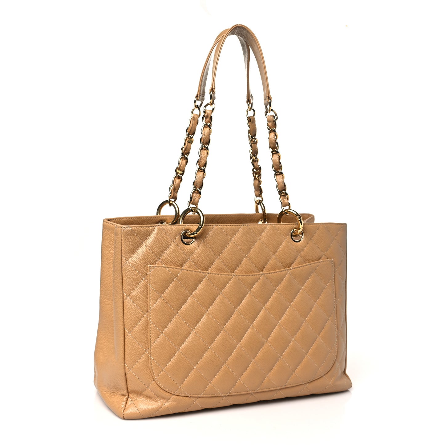 Caviar Quilted Grand Shopping Tote GST Dark Beige