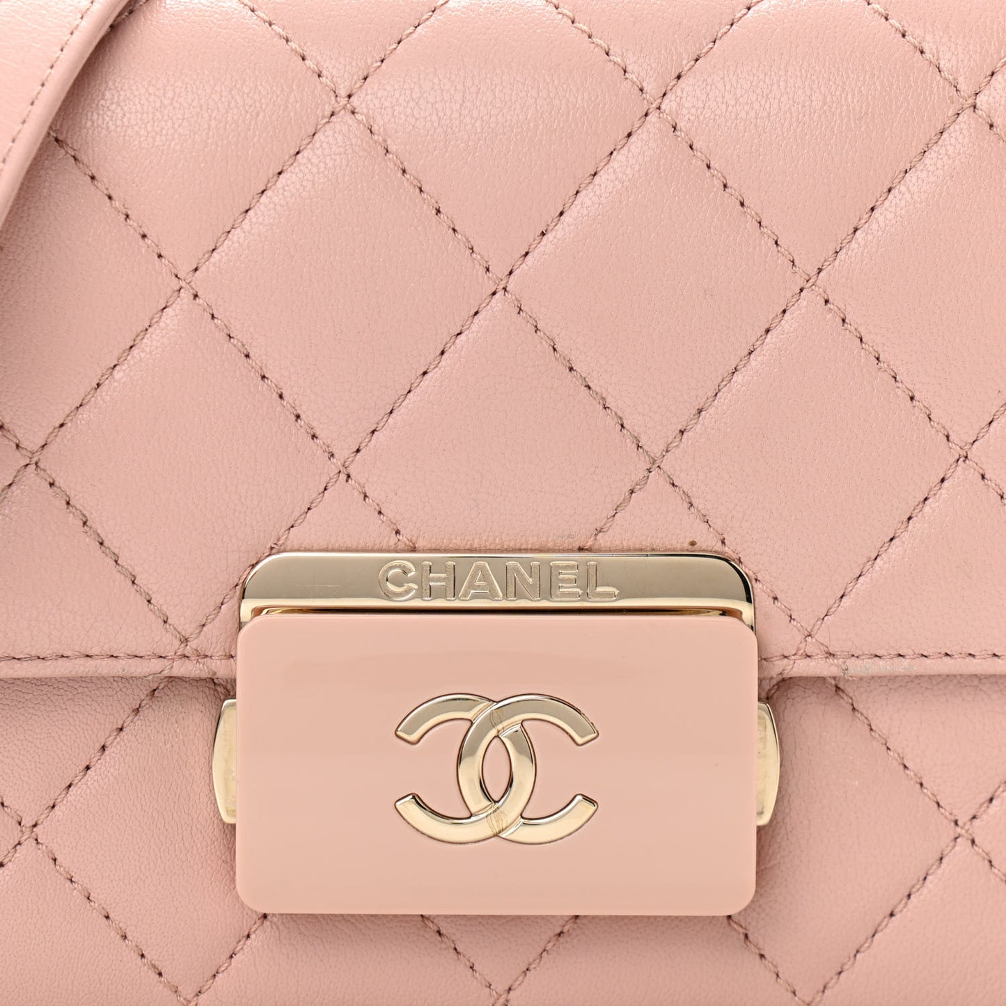 Sheepskin Quilted Mini Beauty Lock Flap Pink