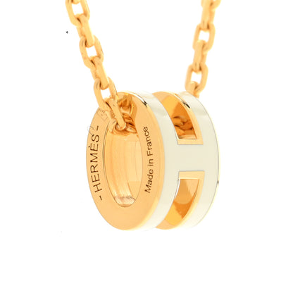 Hermes Lacquered Gold Mini Pop H Pendant Necklace White 4 of 6