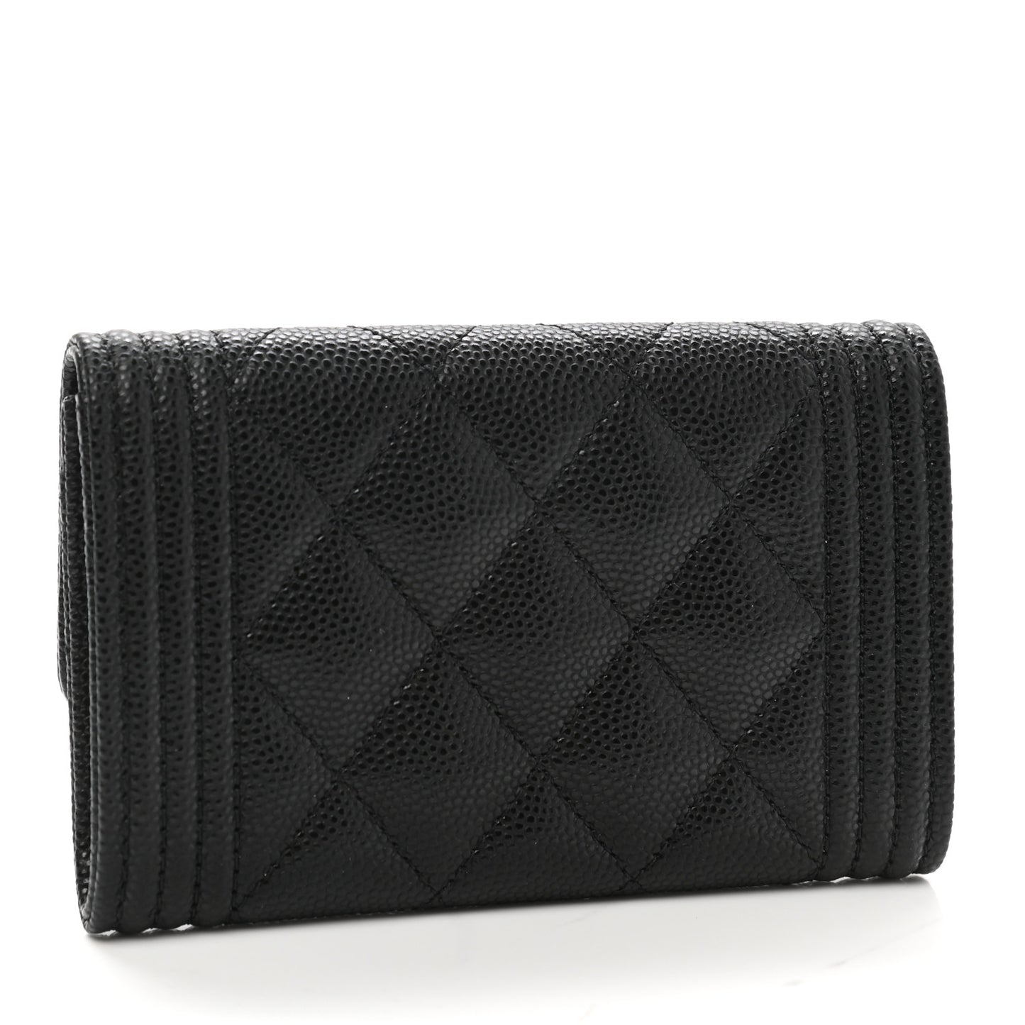 Caviar Quilted Boy Flap Card Holder Black