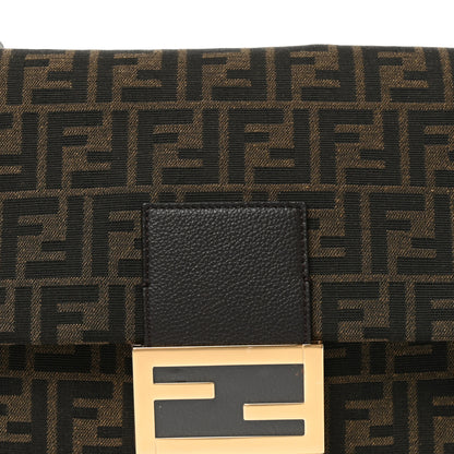 Fendi Fabric Jacquard FF 1974 Maxi Baguette Tobacco Moro Black 8 of 10