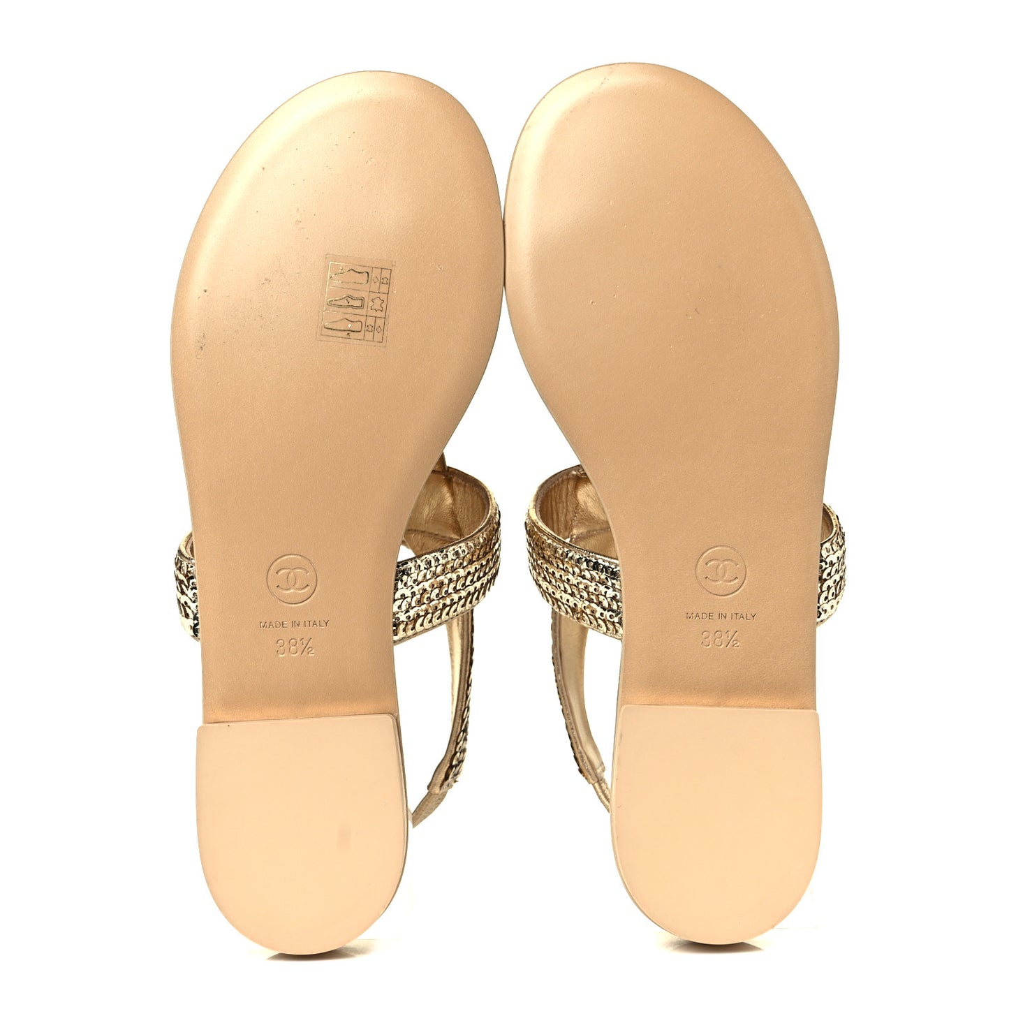 Sequin Pearl CC Thong Sandals 38.5 Gold
