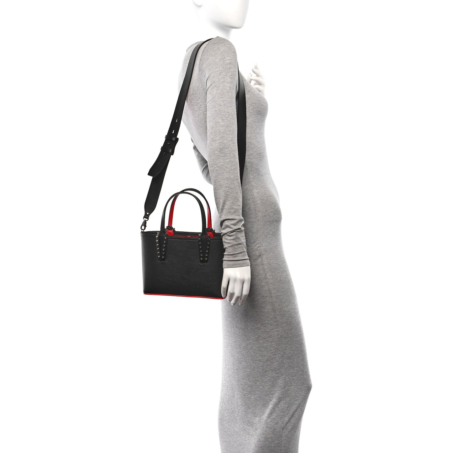 Calfskin Spikes Mini East West Cabata Tote Black