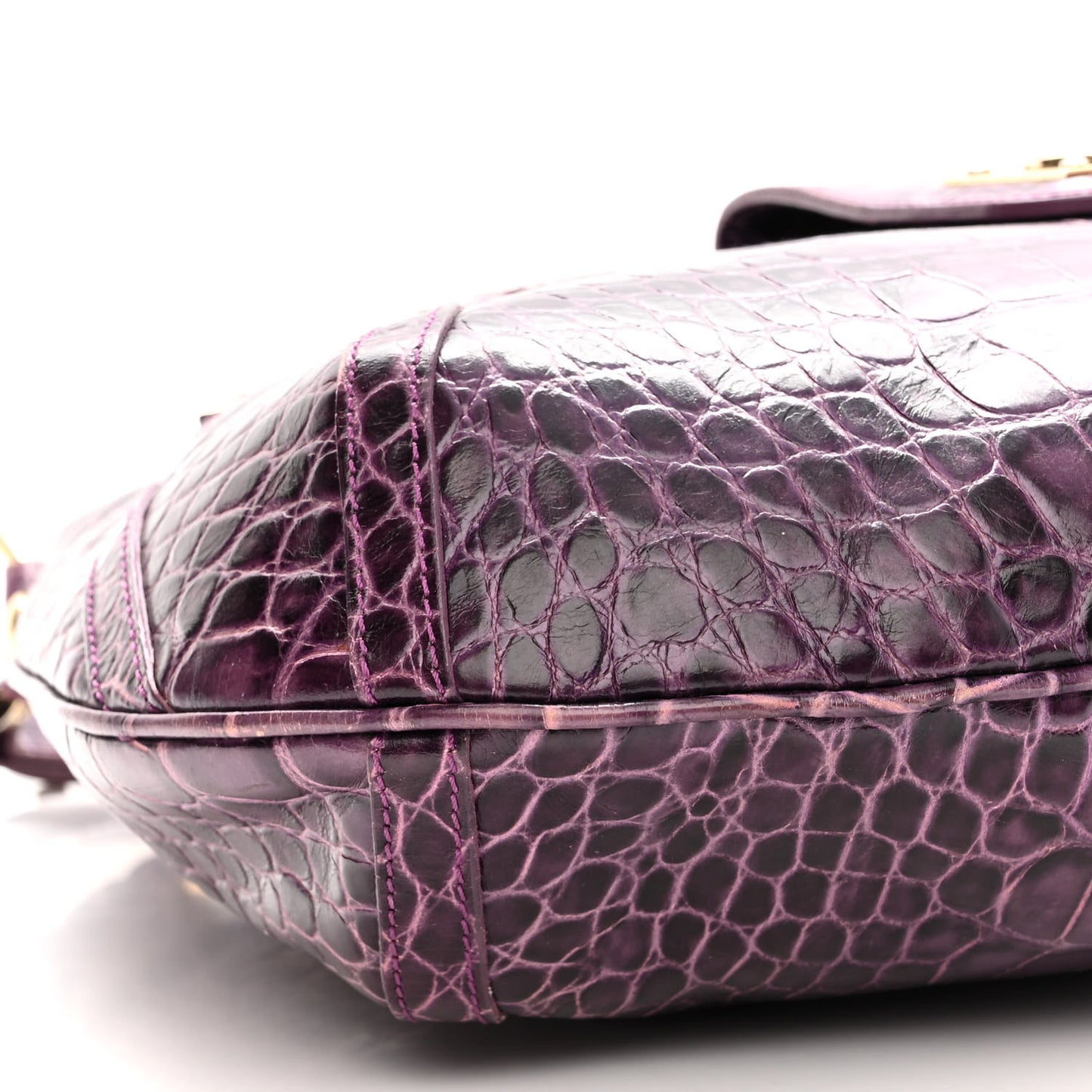 Calfskin Crocodile Embossed Hobo Purple