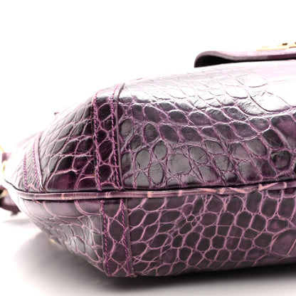 Versace Calfskin Crocodile Embossed Hobo Purple 8 of 13