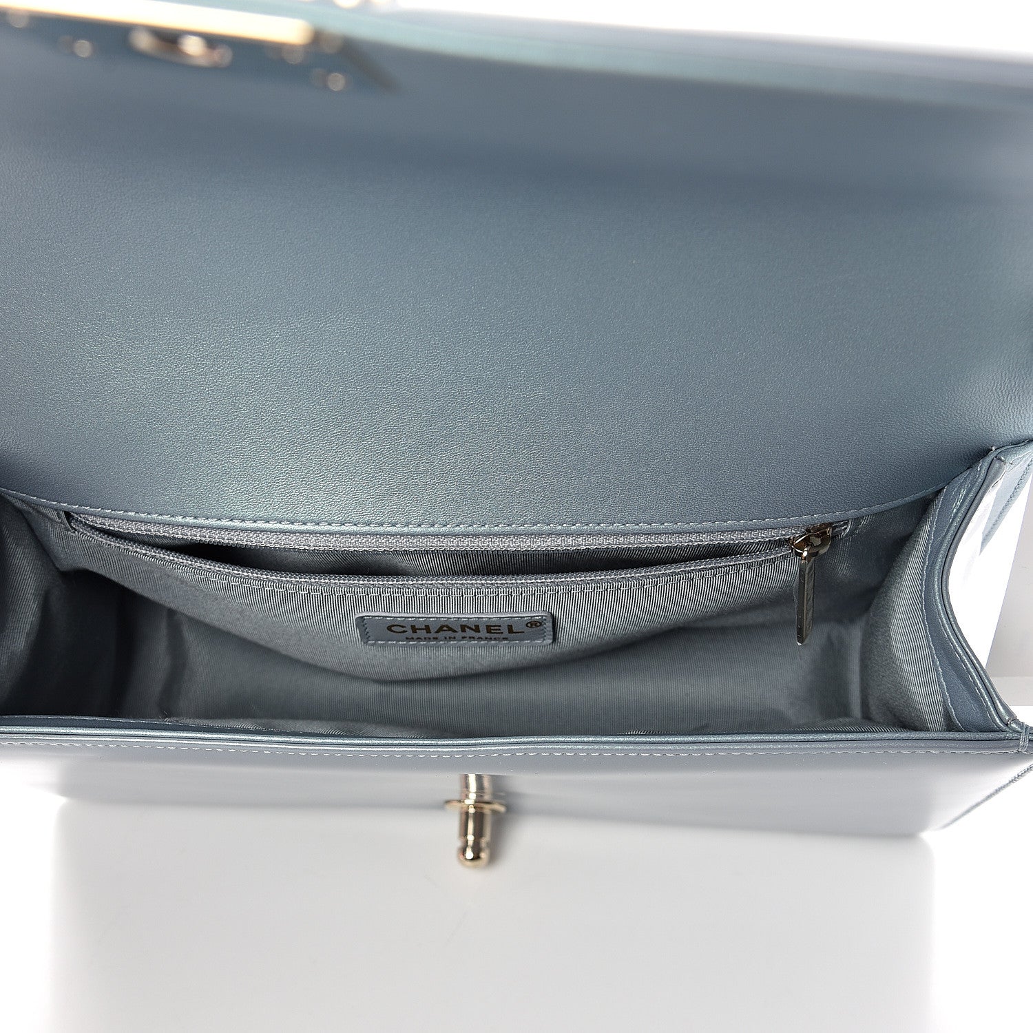 Chanel Iridescent Glazed Calfskin New Medium Boy Flap Light Blue 4 of 9