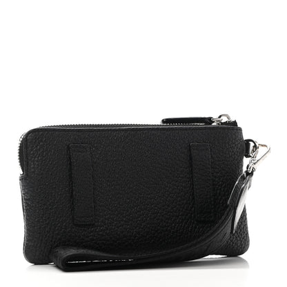 MCM Calfskin Wristlet Logo Pouch Black 3 of 7